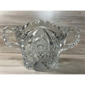 VINTAGE EAPG IMPERIAL GLASS SUGAR BOWL SAWTOOTH HOBSTAR PATTERN NO 526